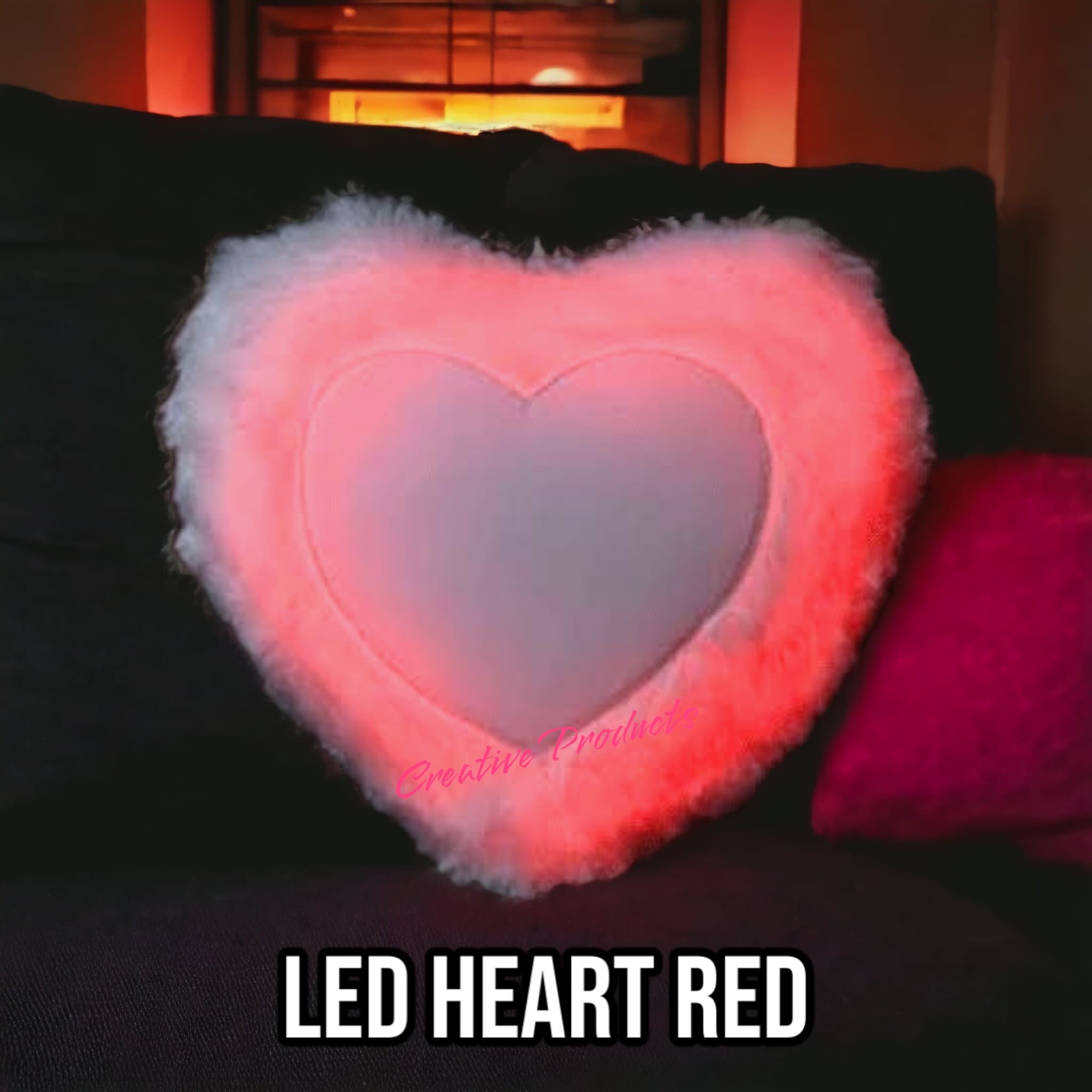 Red Led Heart Cushion With Battery